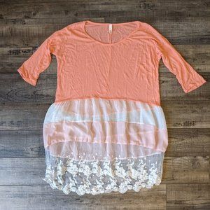 Orange and Peach Lace Top